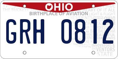 OH license plate GRH0812
