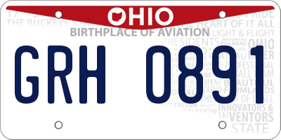OH license plate GRH0891