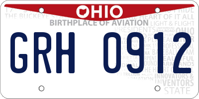 OH license plate GRH0912