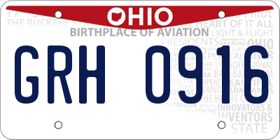 OH license plate GRH0916