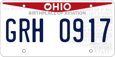 OH license plate GRH0917