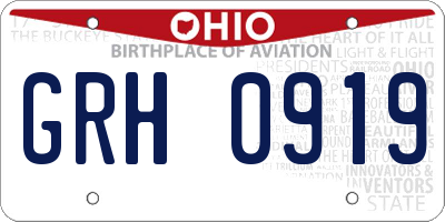 OH license plate GRH0919