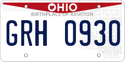 OH license plate GRH0930