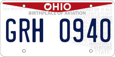 OH license plate GRH0940