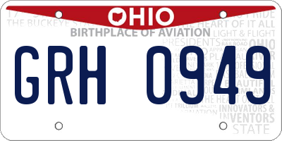 OH license plate GRH0949