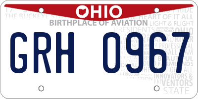 OH license plate GRH0967