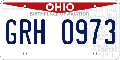 OH license plate GRH0973