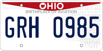 OH license plate GRH0985
