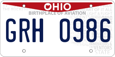 OH license plate GRH0986