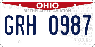 OH license plate GRH0987