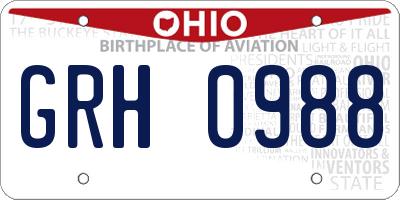 OH license plate GRH0988