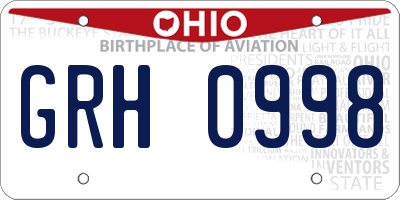 OH license plate GRH0998