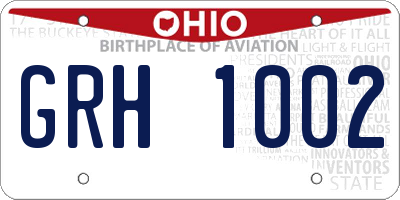 OH license plate GRH1002