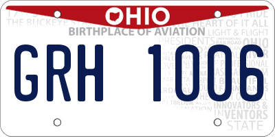 OH license plate GRH1006