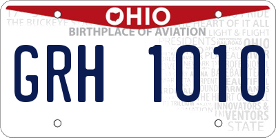 OH license plate GRH1010