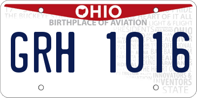 OH license plate GRH1016
