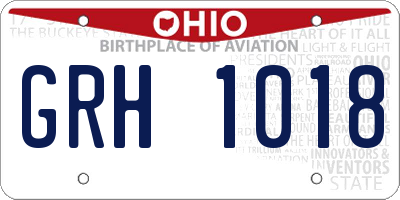 OH license plate GRH1018