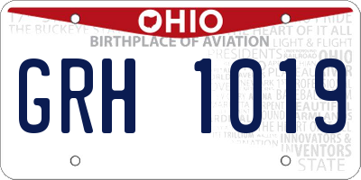 OH license plate GRH1019
