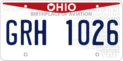 OH license plate GRH1026