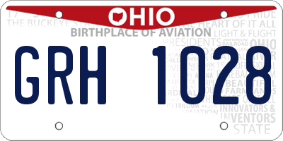 OH license plate GRH1028