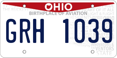 OH license plate GRH1039