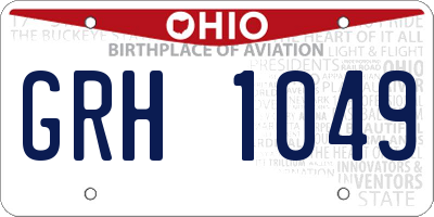 OH license plate GRH1049