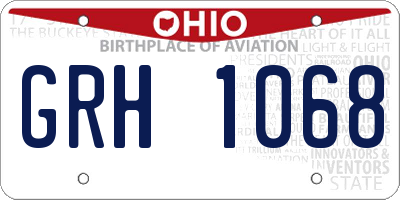 OH license plate GRH1068