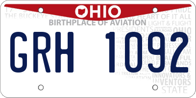 OH license plate GRH1092