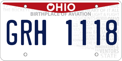 OH license plate GRH1118