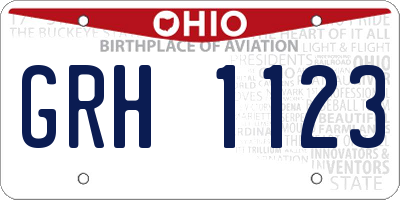 OH license plate GRH1123