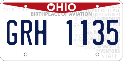 OH license plate GRH1135