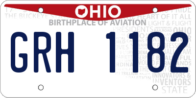OH license plate GRH1182