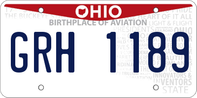 OH license plate GRH1189