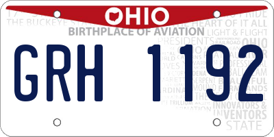 OH license plate GRH1192