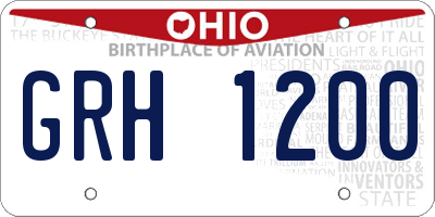 OH license plate GRH1200