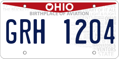OH license plate GRH1204