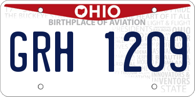 OH license plate GRH1209