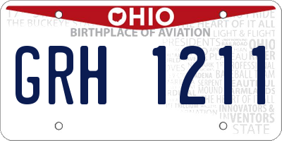 OH license plate GRH1211