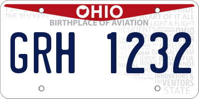 OH license plate GRH1232