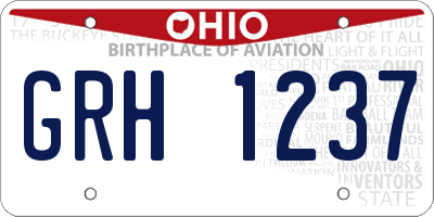 OH license plate GRH1237