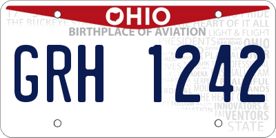 OH license plate GRH1242