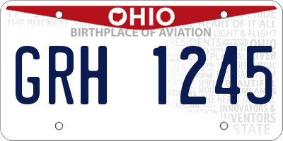 OH license plate GRH1245