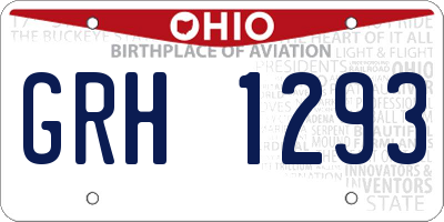 OH license plate GRH1293