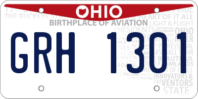 OH license plate GRH1301