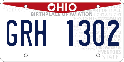 OH license plate GRH1302