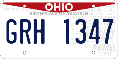 OH license plate GRH1347