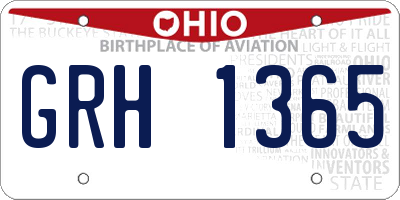OH license plate GRH1365