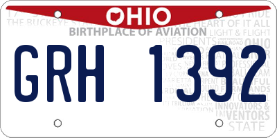 OH license plate GRH1392