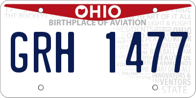 OH license plate GRH1477