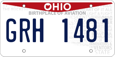 OH license plate GRH1481